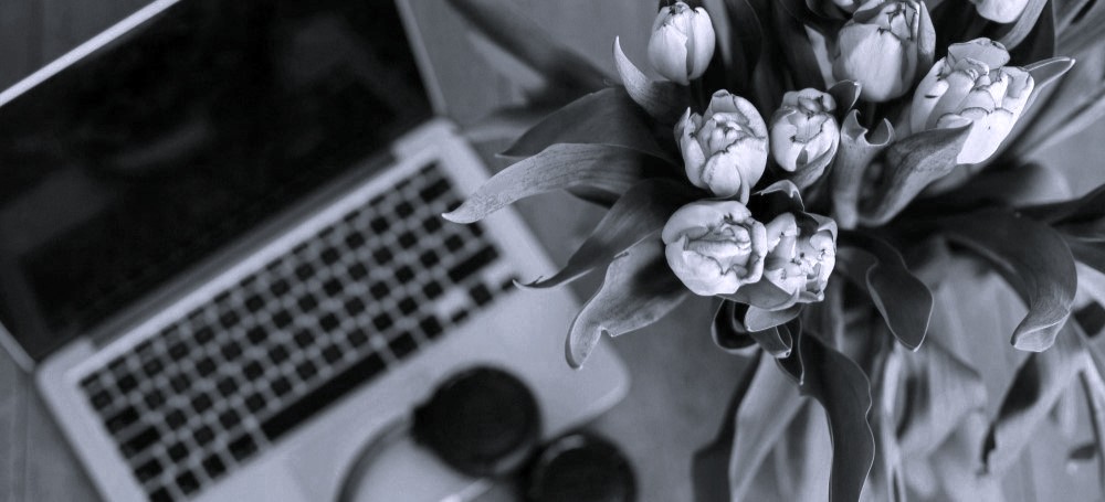 laptop and flowers
